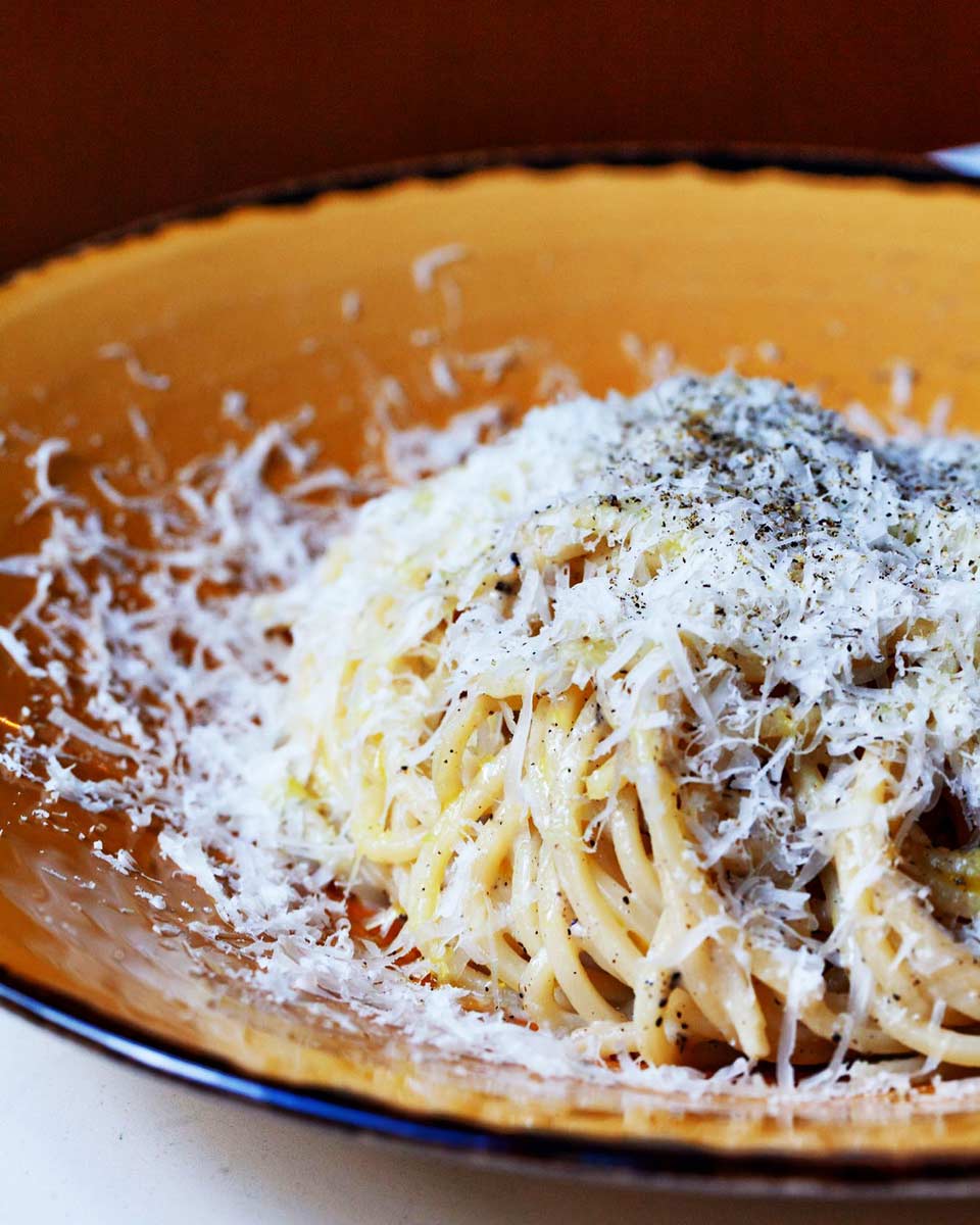 spaghetti cacio e pepe at Di Beppe in Gastown, Canada