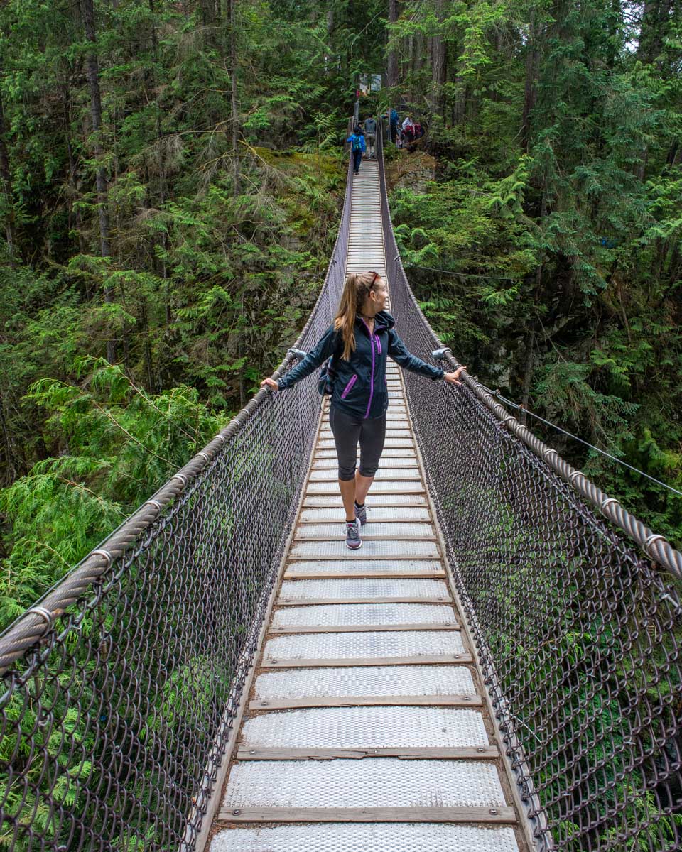 A lady on the Lynn Canyon Suspension bridge