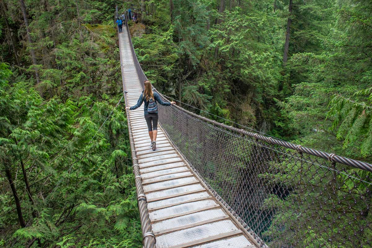 Bailey walks through Lynn Canyon on the Suspension Bridge