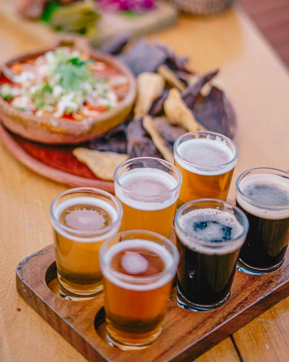 Beer tasting and food at Antigua Brewing Company in Antigua, Guatemala