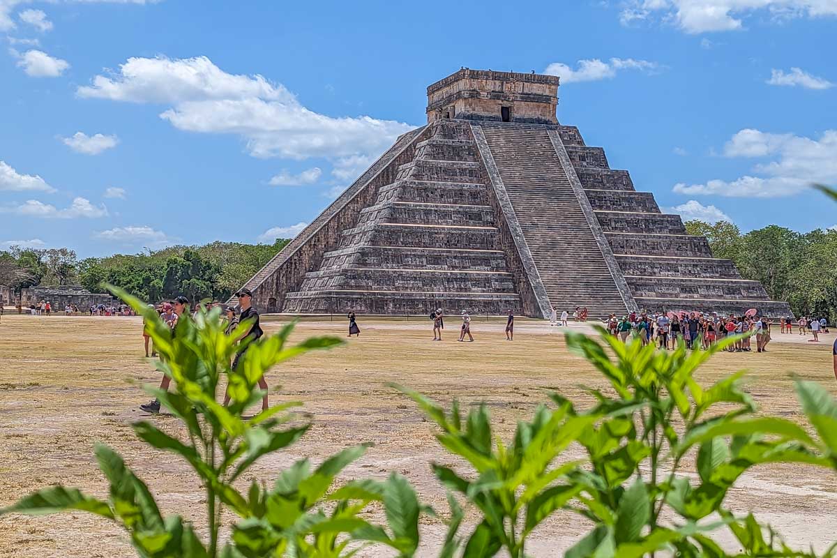El Castillo in the distance at Chichen Itza