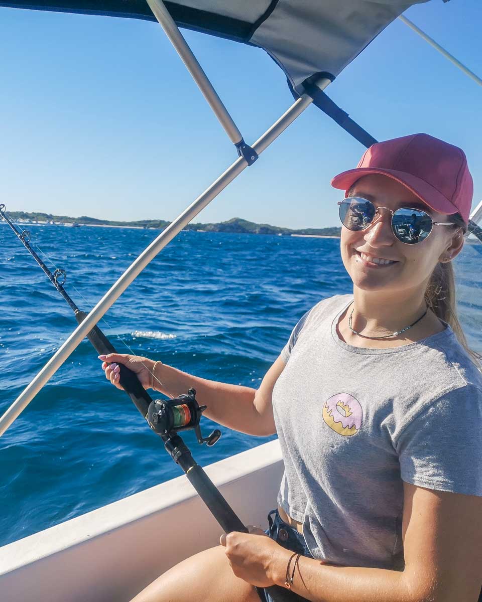 Bailey fishing on a boat off the coast of Perth, WA