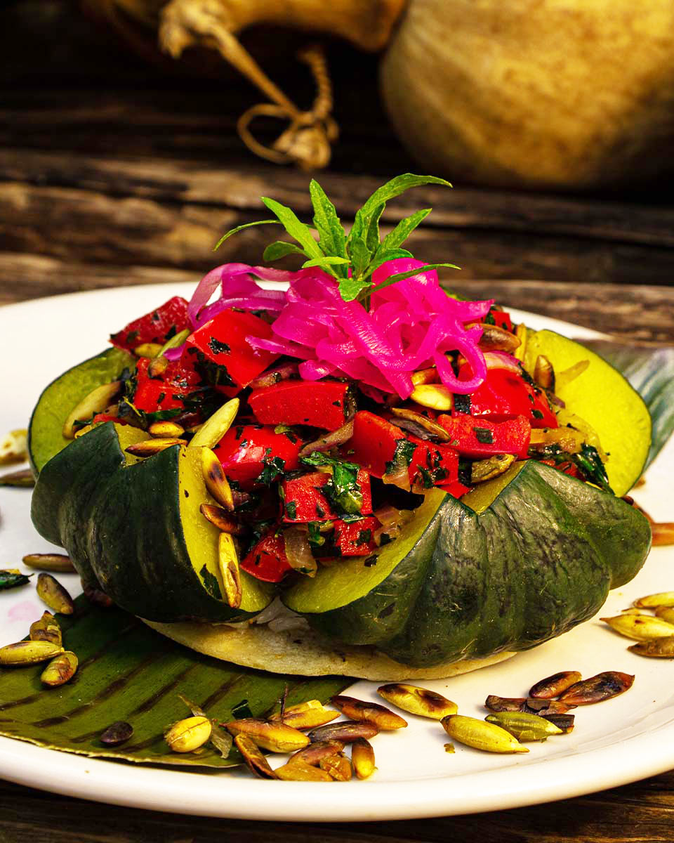 Kuum Steamed local pumpkin at IX CAT IK in Valladolid, Mexico