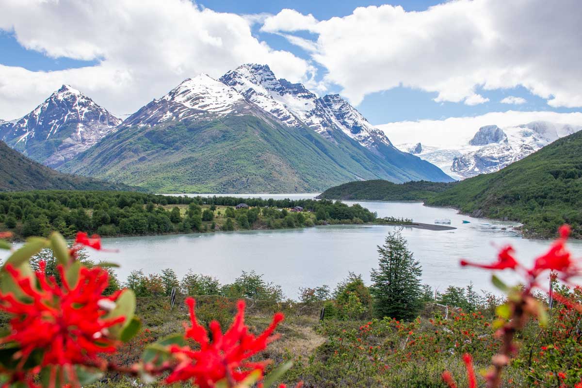 Lago Dickson with a mountain backdrop in Torres del Paine