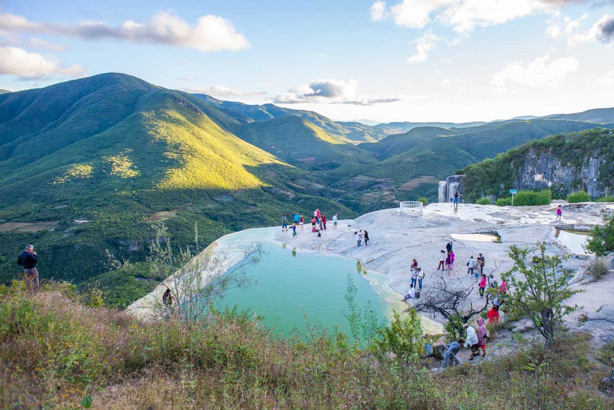 Sunset at the main pool at Hierve el Agua, Oaxaca, Mexico