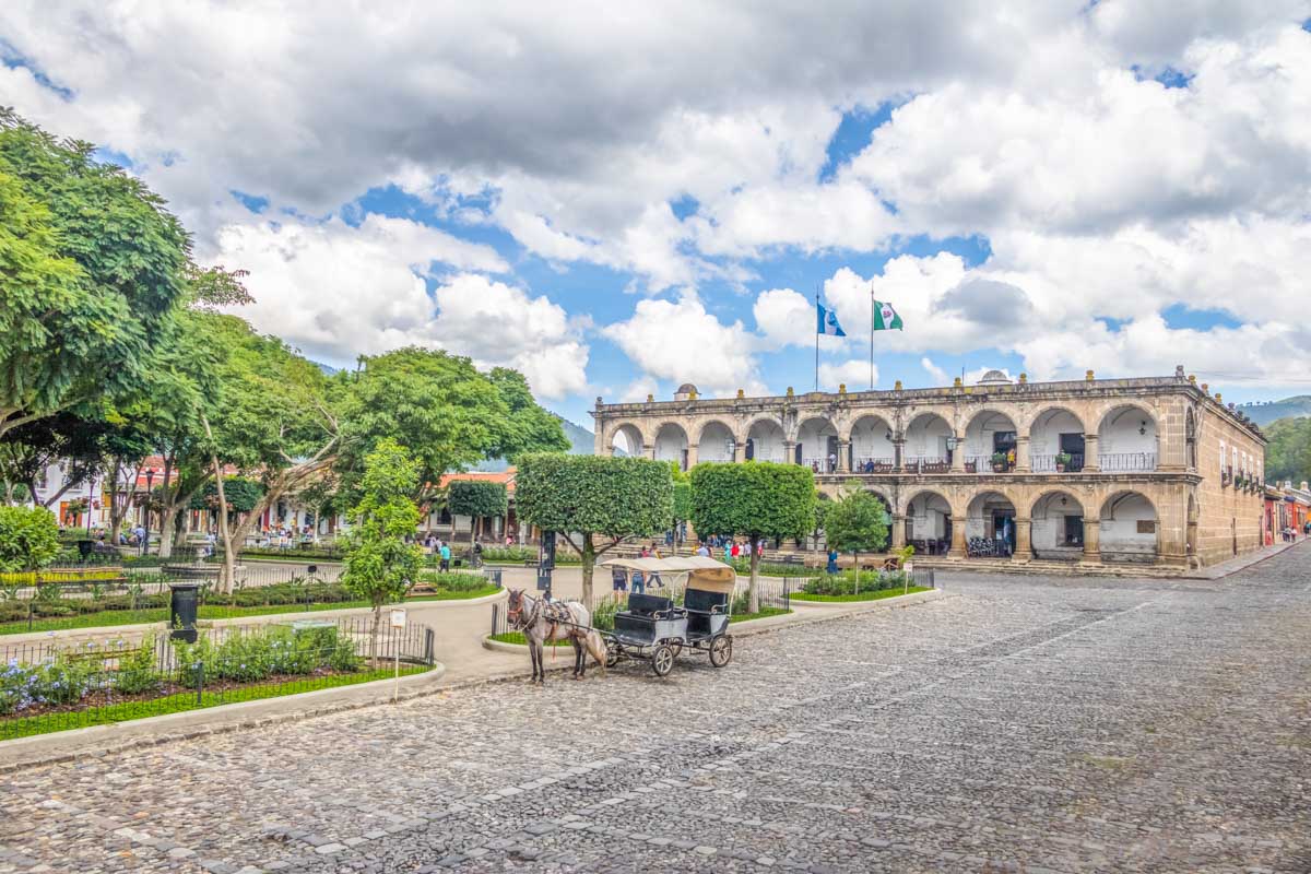 The main plaza in Antigua Guatemala