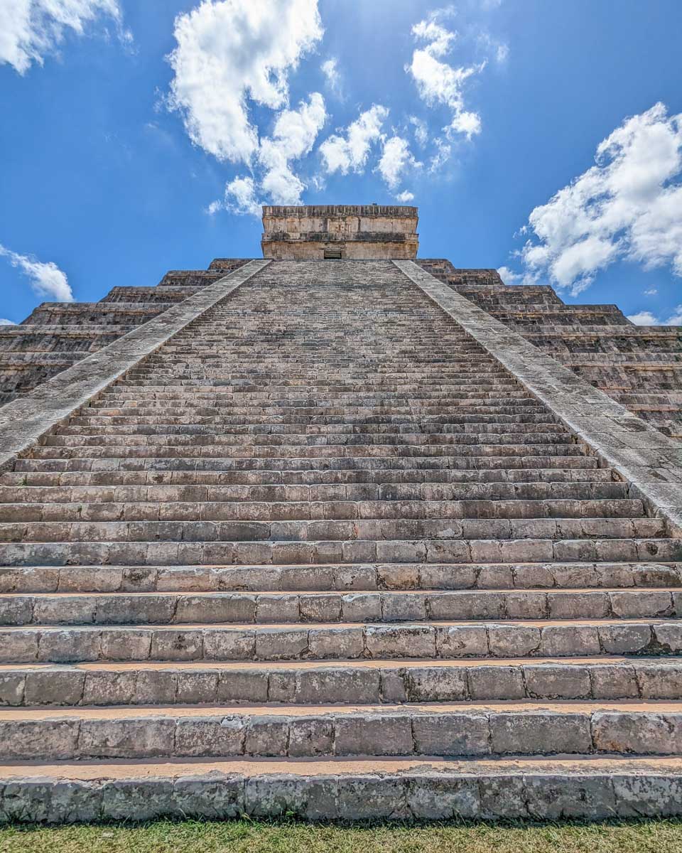 The steps up the El Castillo Pyramid at Chichen Itza, Mexico
