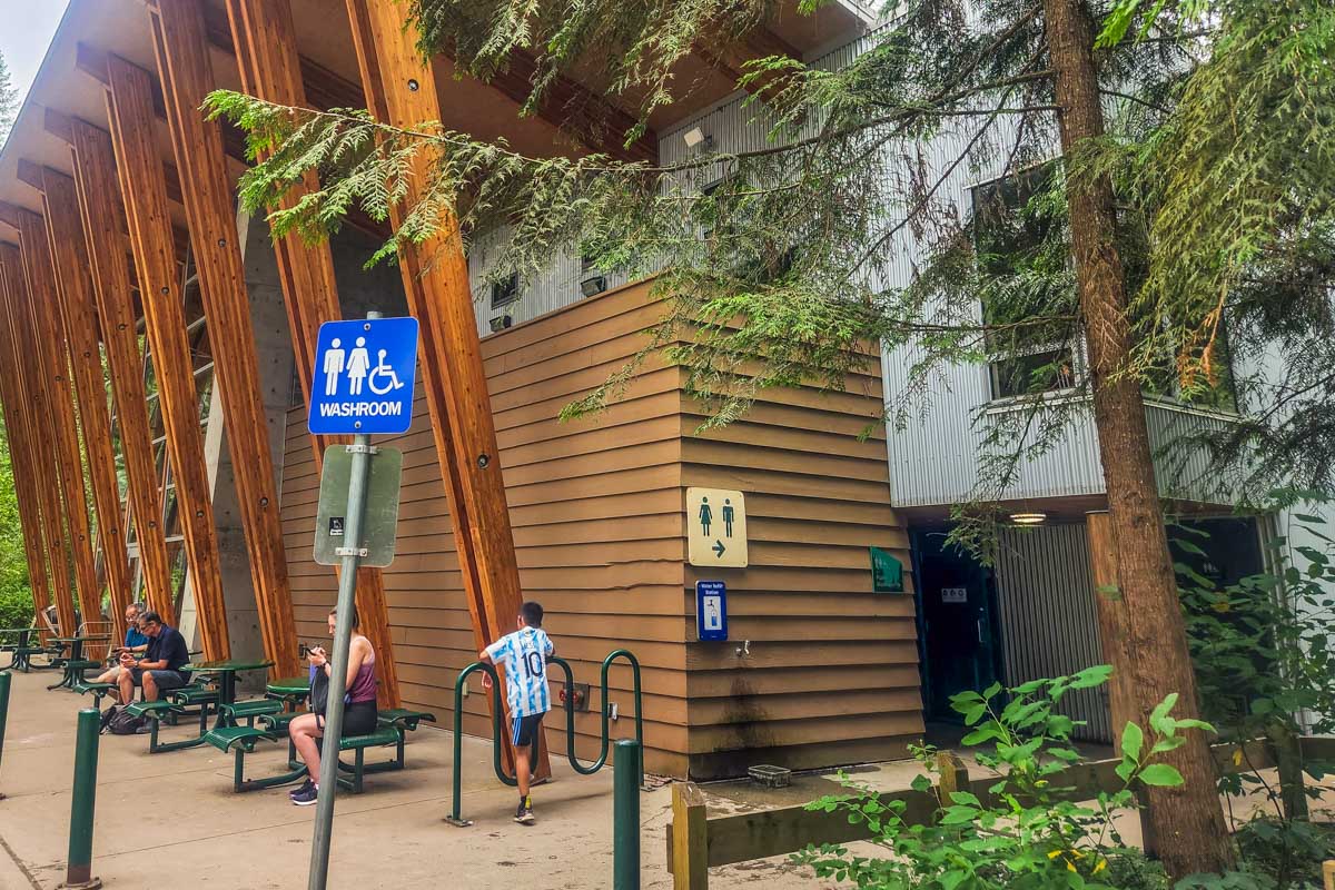 The toilets, cafe and water station at Lynn Canyon, Vancouver
