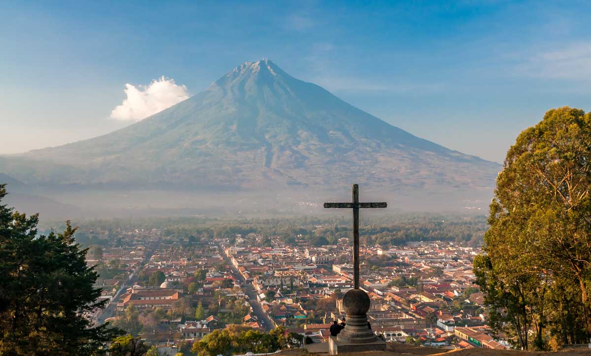The view from the top of Cerro de La Cruz in Antigua, Guatemala
