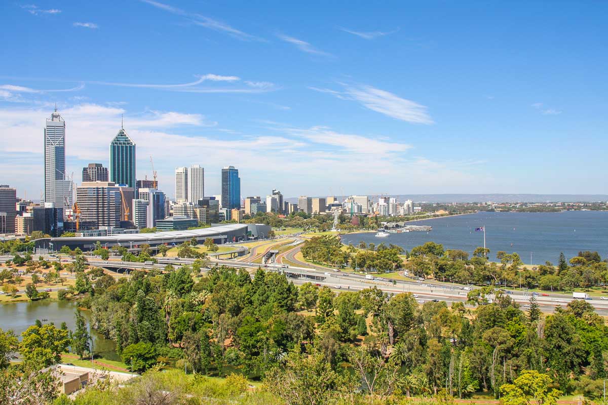 View of Perth City as seen from Kings Park, Western Australia
