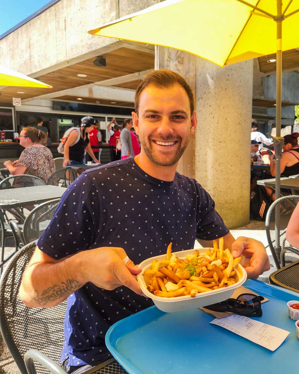 Daniel with his food at the Vancouver Aquarium cafe