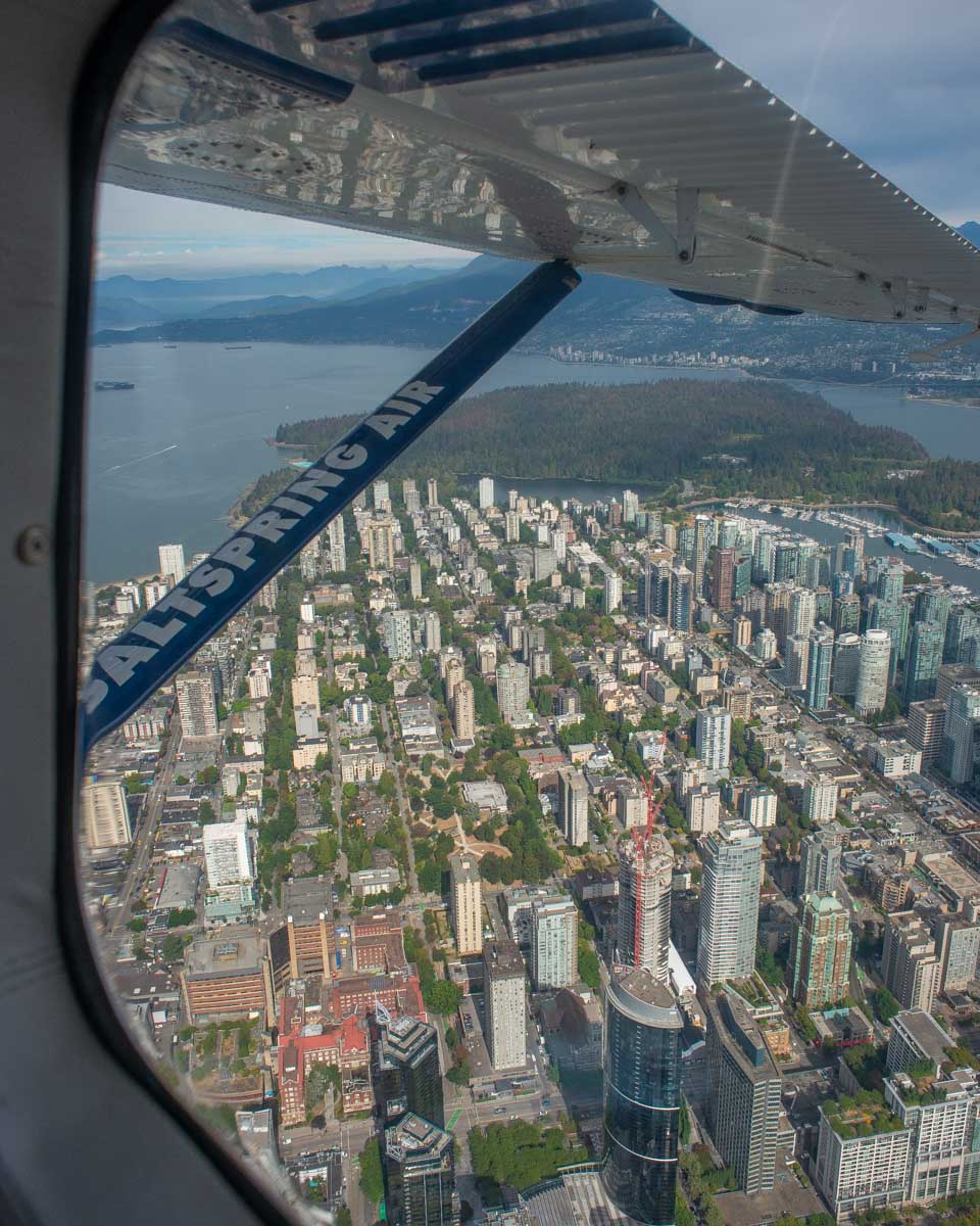 Vancouver city from a sea plane