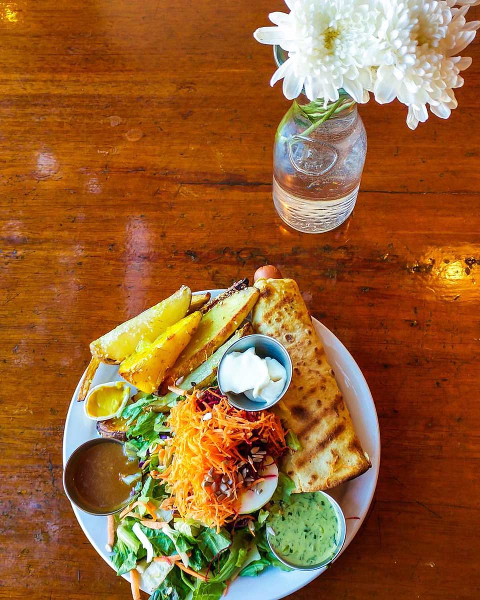 Vegan tofu platter from The Naam in Kitsilano, Vancouver BC