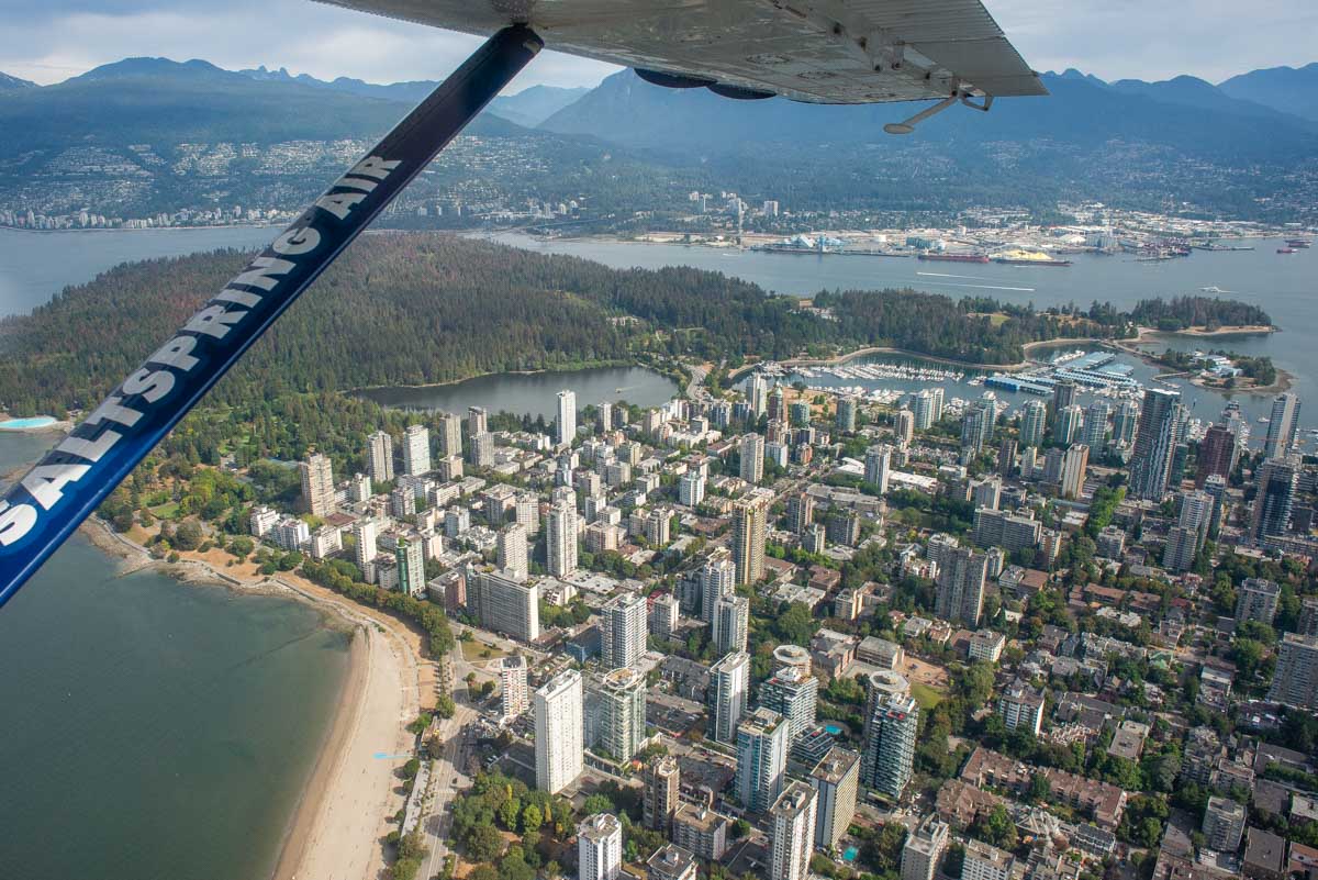 View of English Bay from a sea plane
