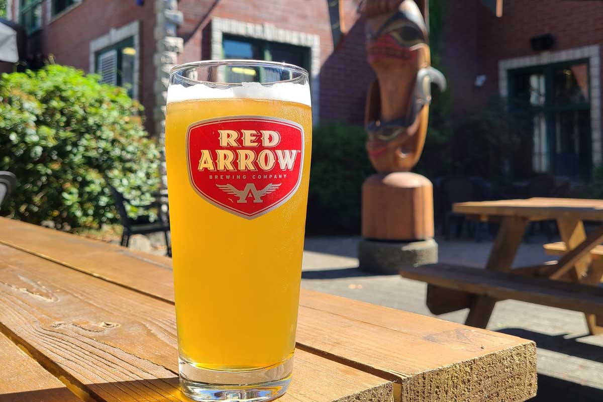 A beer at red Arrow Brewing in Duncan, BC