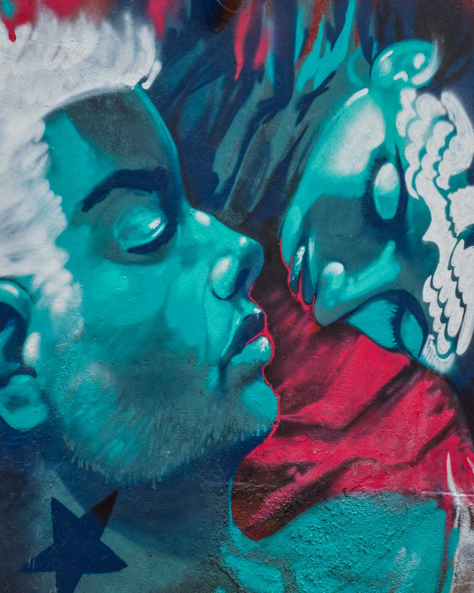 A mural on a graffiti tour of Bogota