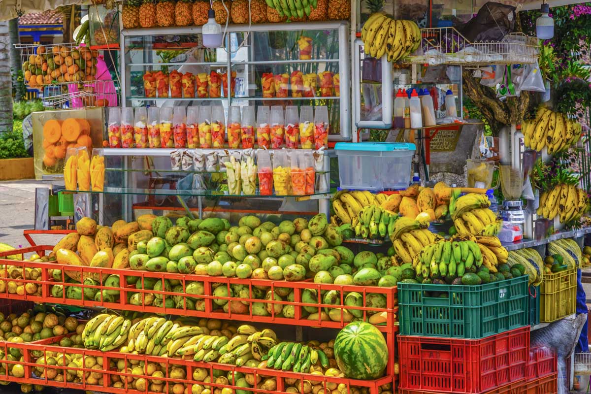 A stall at Paloquemao Fruit Market in Bogota, Colombia
