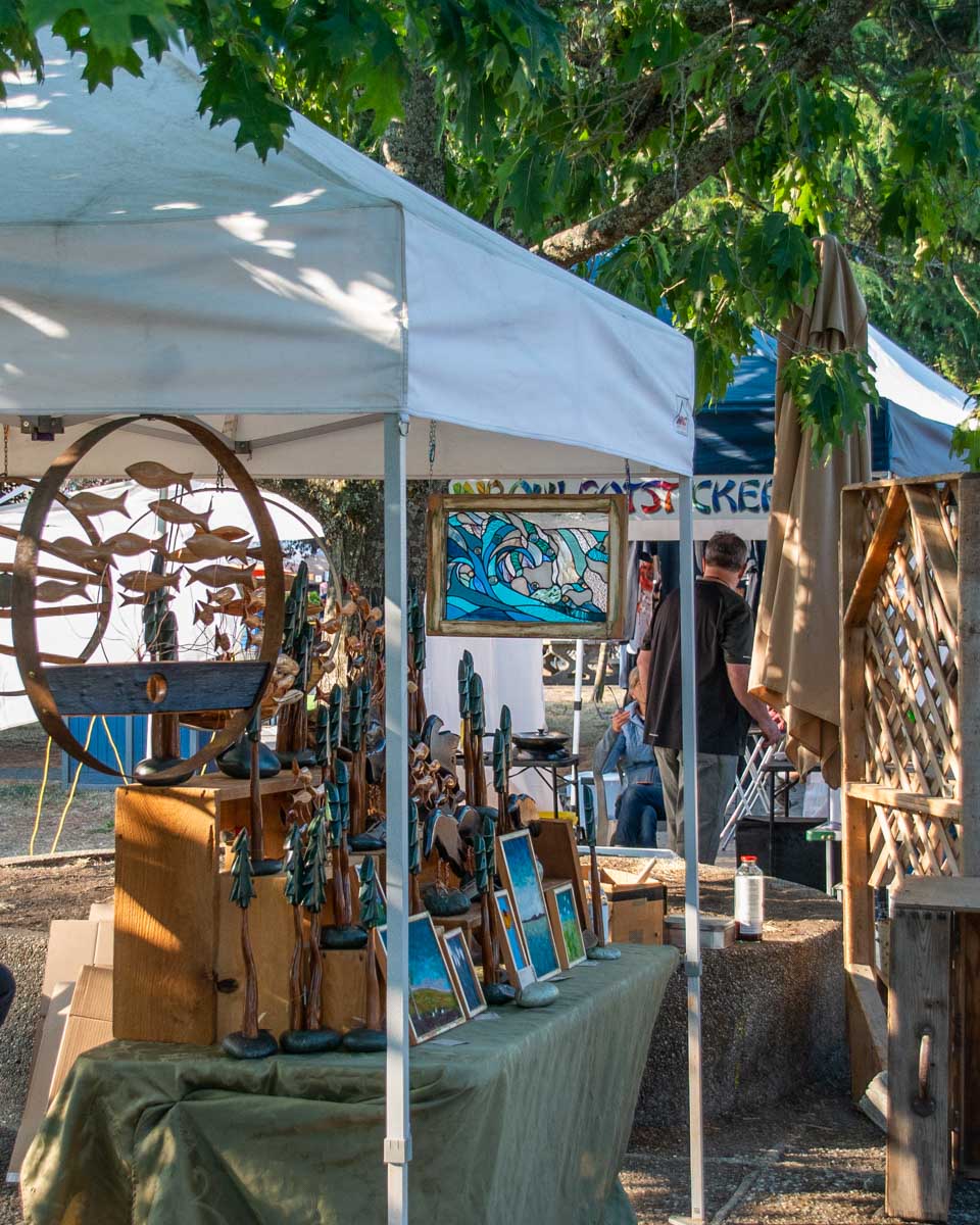 A stall at the Saturday Market in Ganges on Salt Spring Island, BC