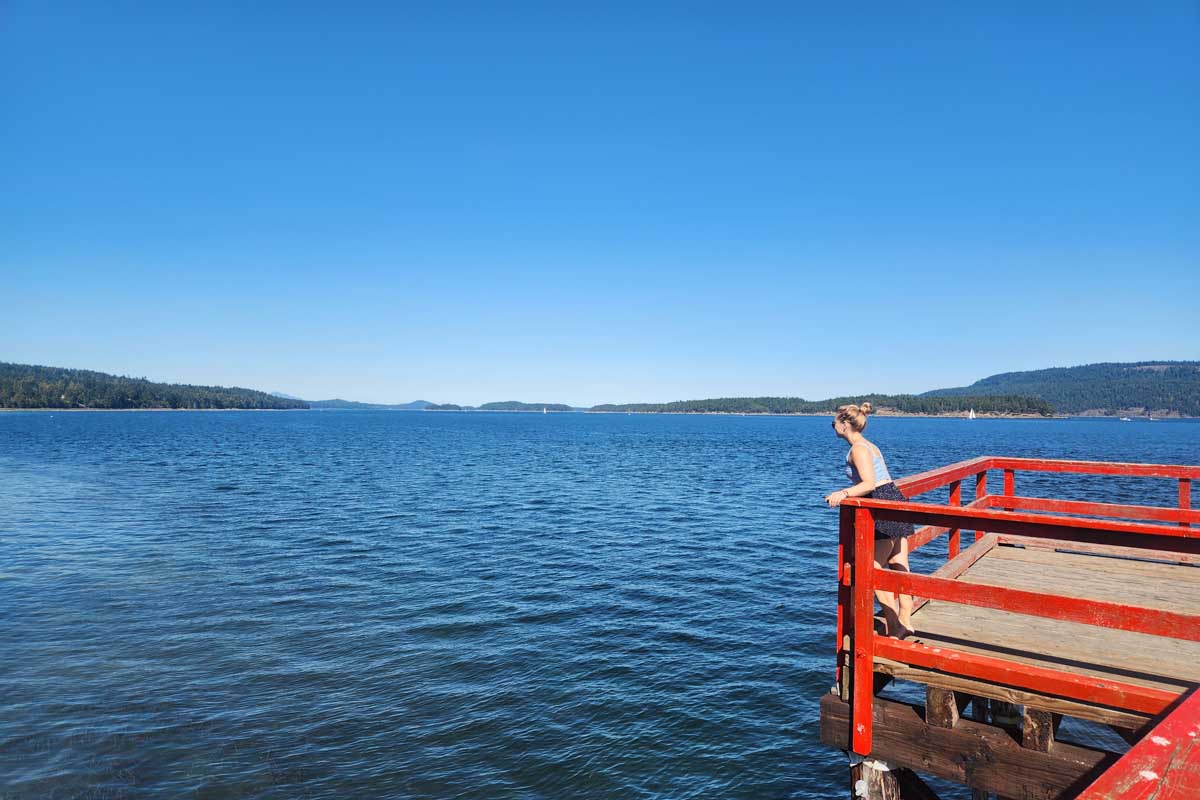 Bailey at Fernwood Point Beach and Warf