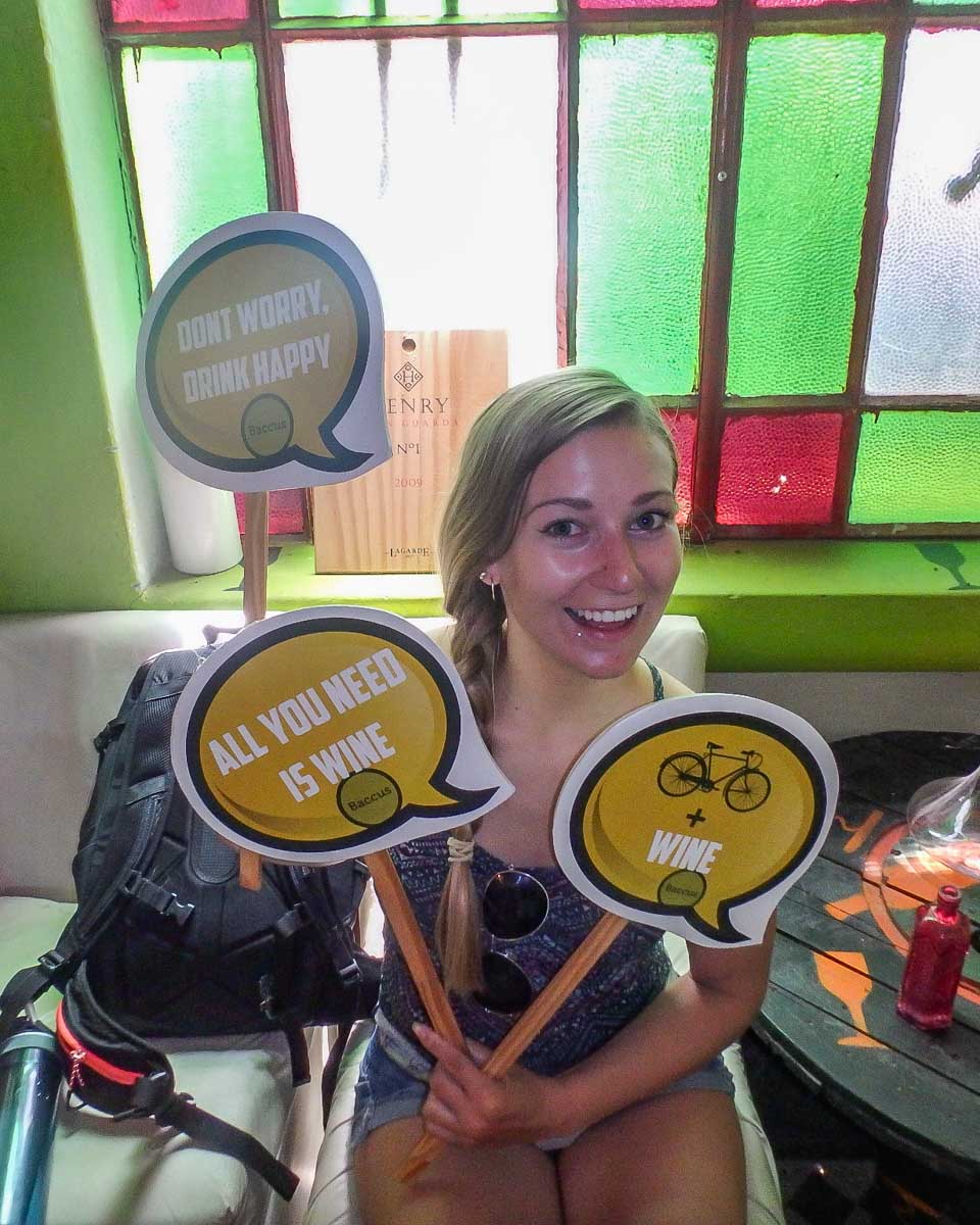 Bailey having fun on a wine tour in Mendoza