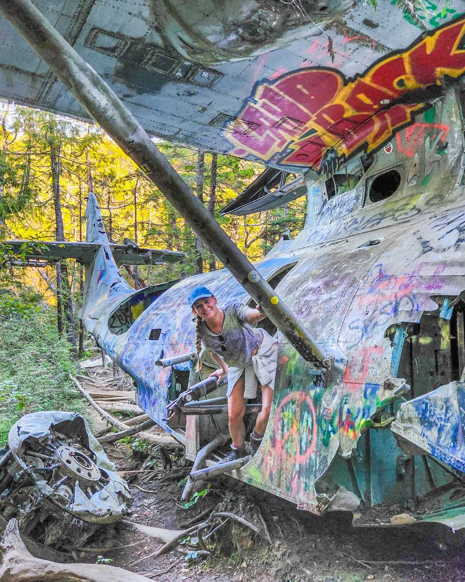Bailey inside the Canso Plane Crash near Tofino
