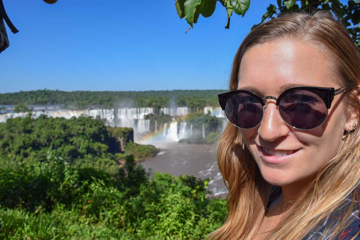 Bailey on the Brazil side of Iguazu Falls poses for a photo
