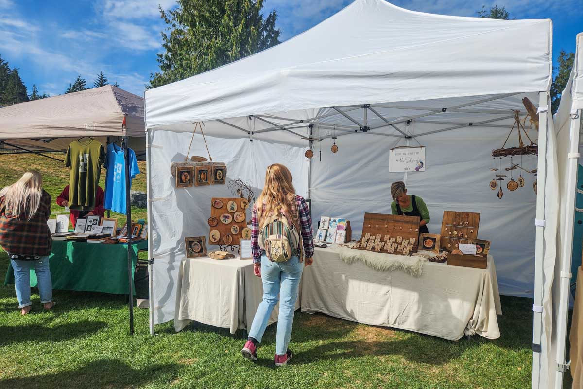 Bailey shops at the Tofino Farmers Market