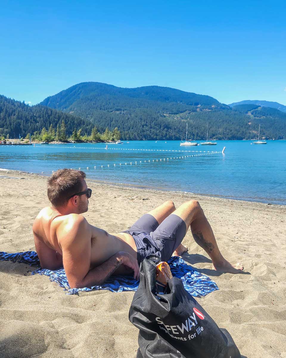 Daniel at the beach in Harrison Hot Springs in Canada