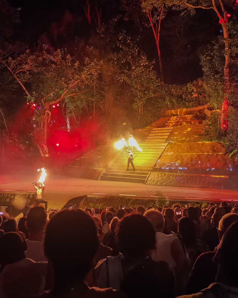 Fire dancers during the Rhythms of the Night show in Puerto Vallarta, Mexico