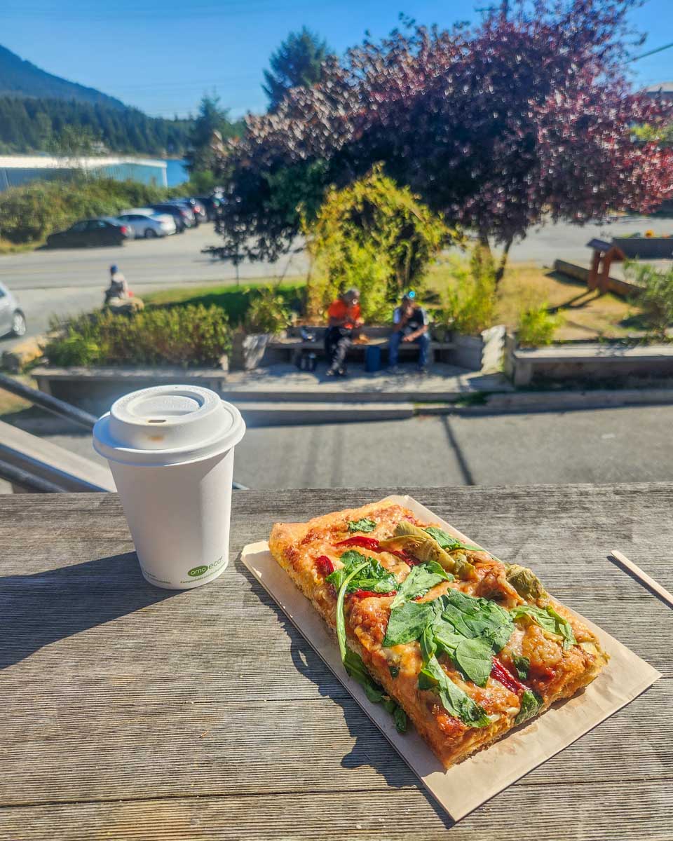 Food and coffee at Zoe's Bakery in Ucluelet, BC