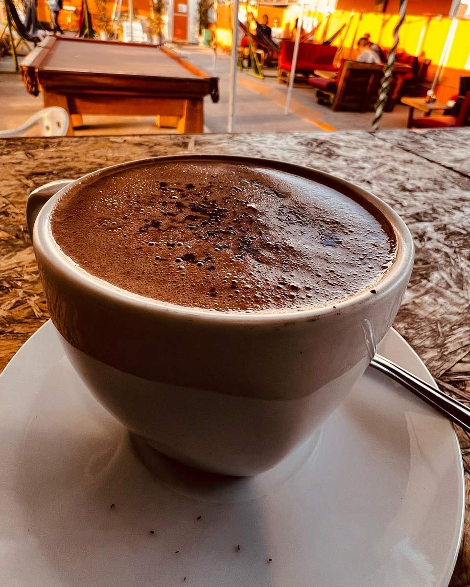 Hot chocolate at Mi Kcao Cafe in Arequipa, Peru