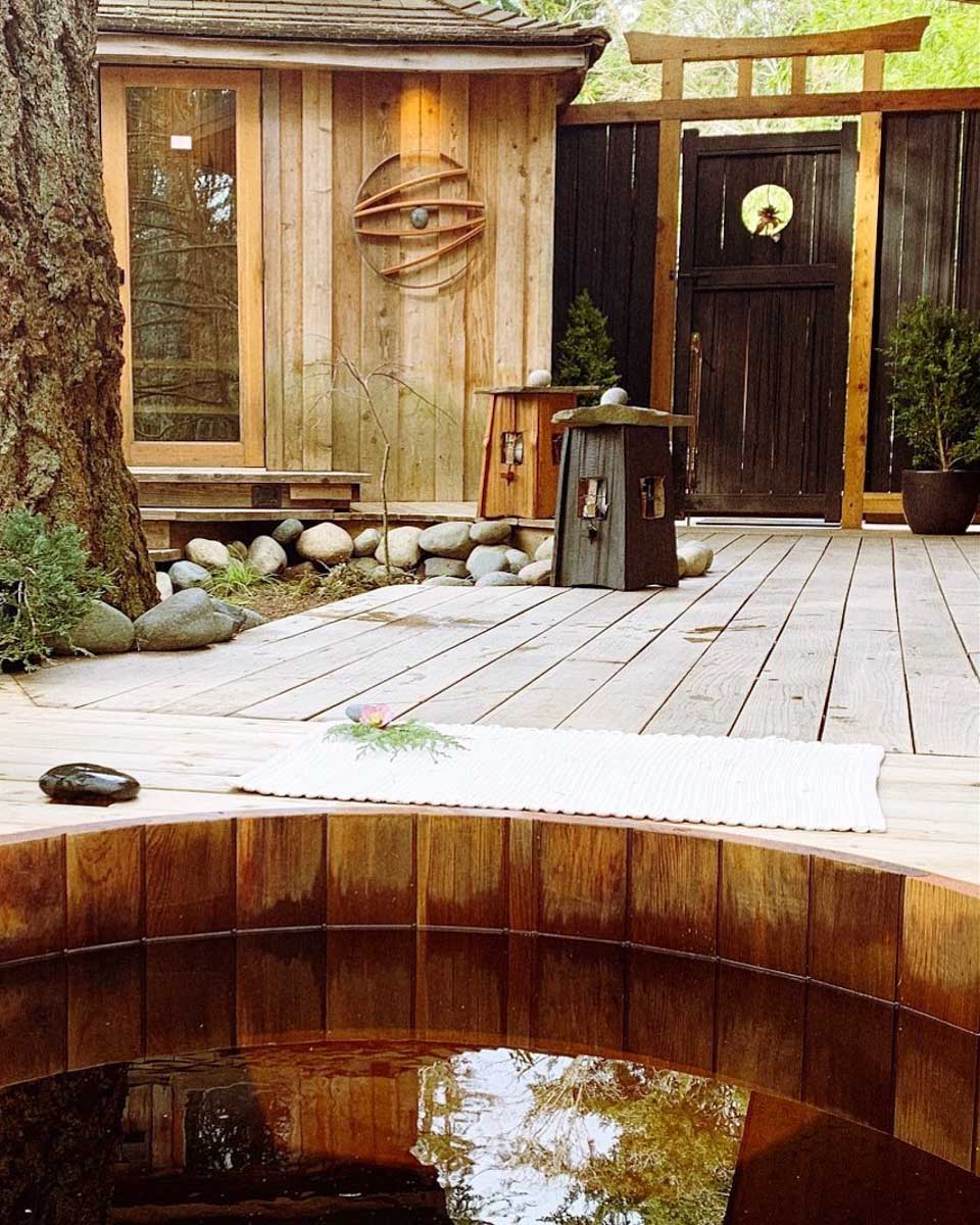 Outdoor hot tub at Solace Organic Spa