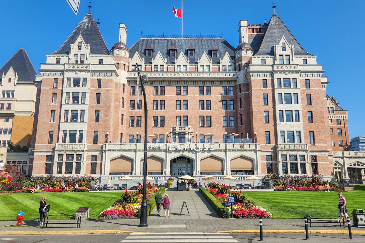 Outside of the Fairmont Empress Hotel in Victoria BC