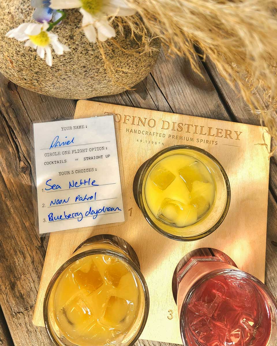 Sample cocktails at Tofino Distillery