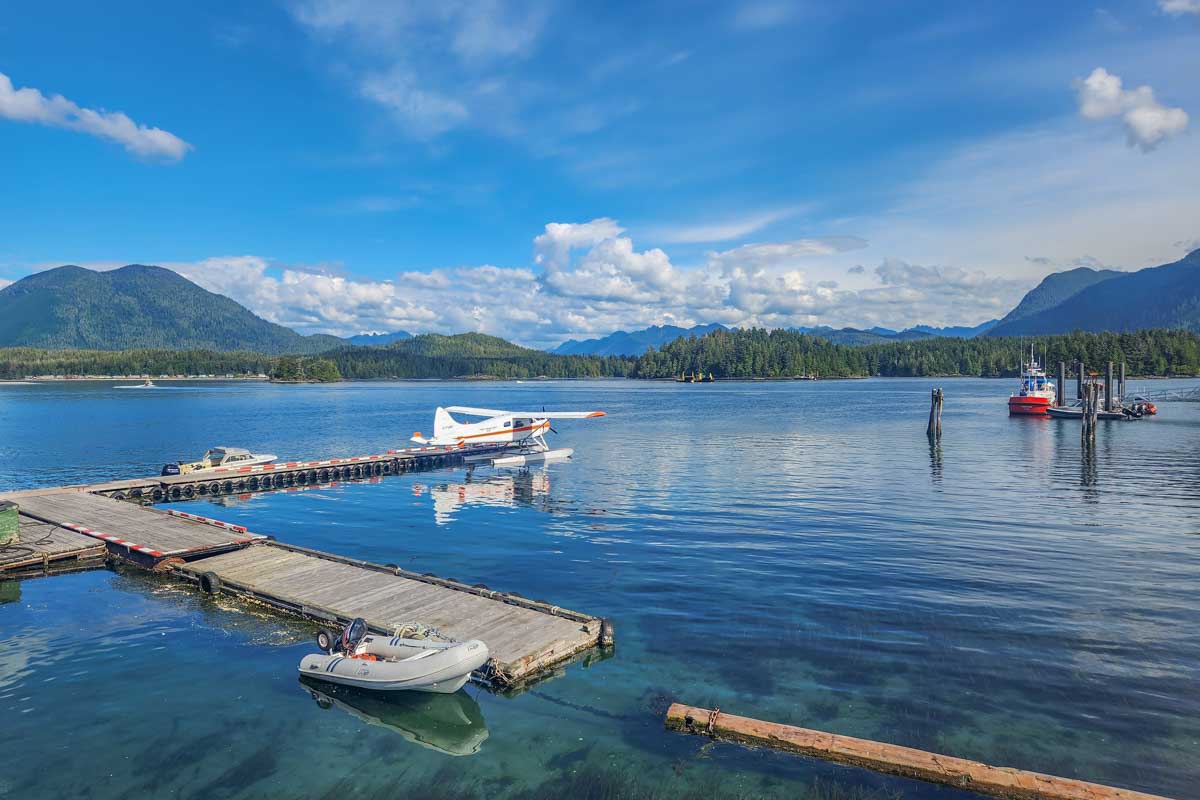 Scenic view of the waterfront in Tofino