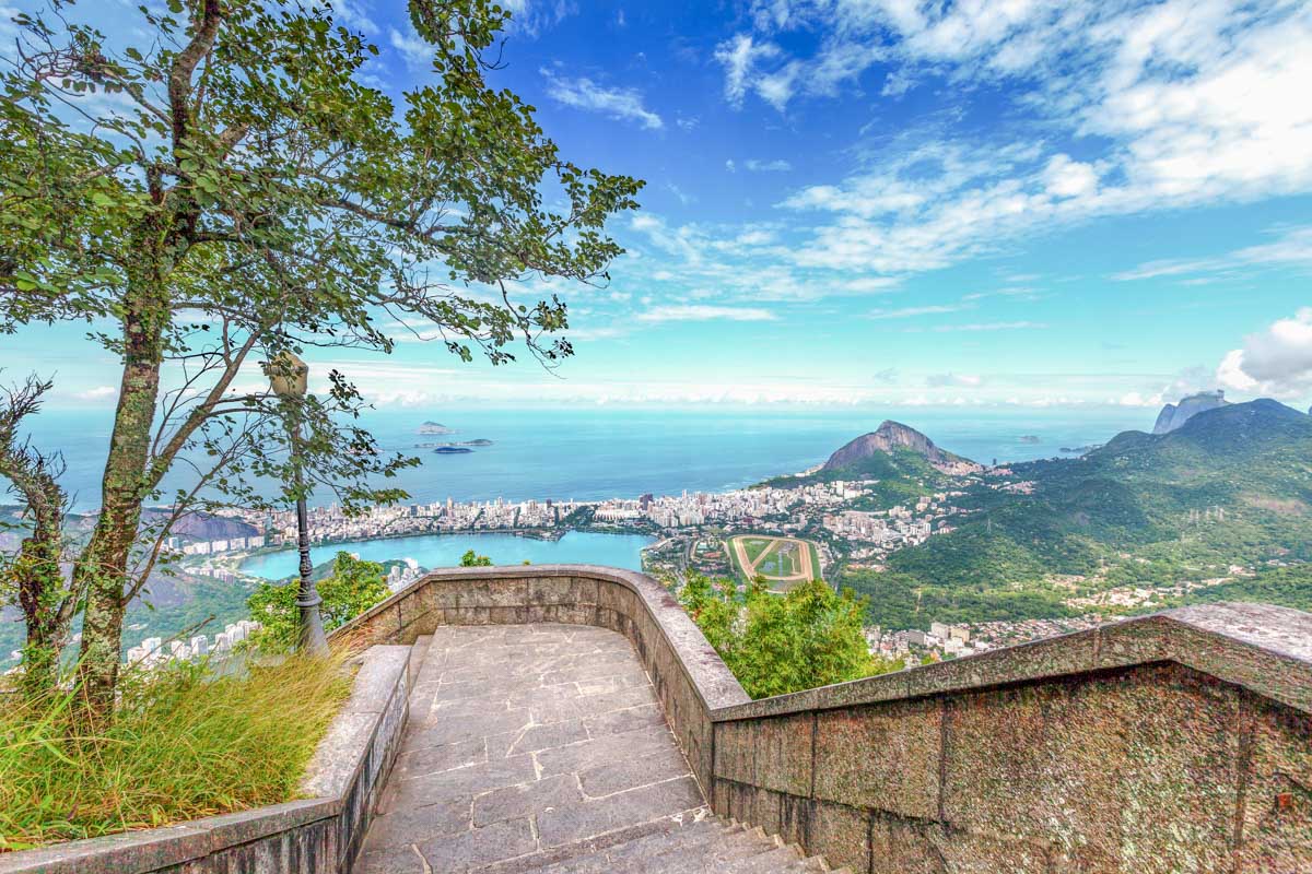 Stairs that lead up to the Christ the redeemer Statue in Rio de Janeiro, Brazil