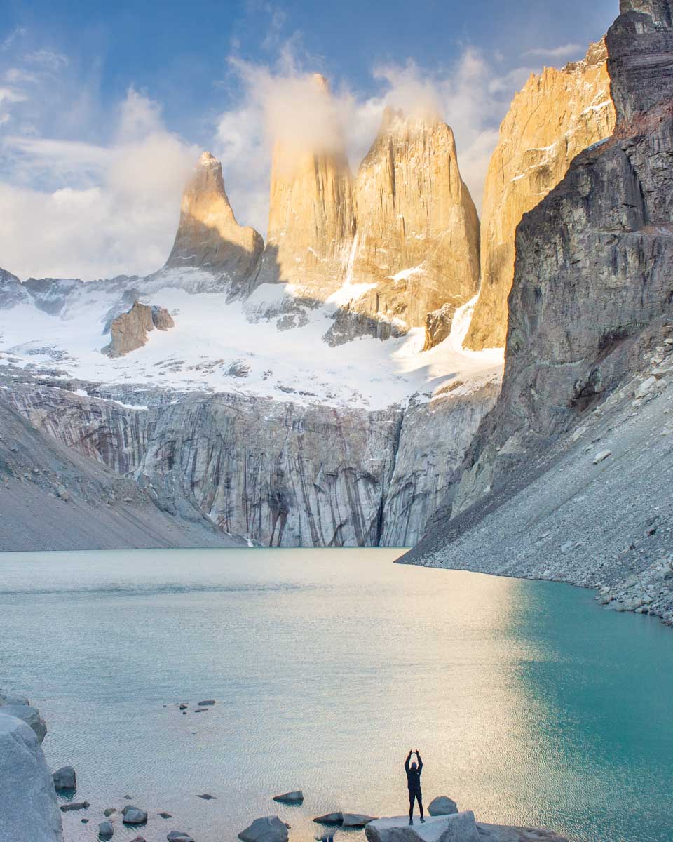 Sunrise at Mirador Las Torres in Torres del Paine NP