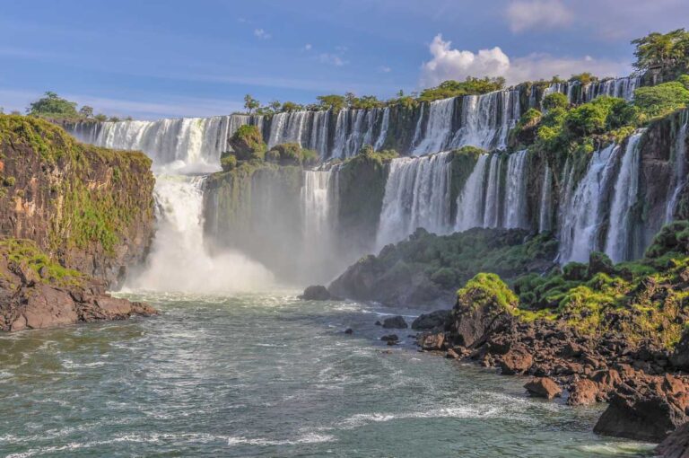 The river and Iguazu Falls