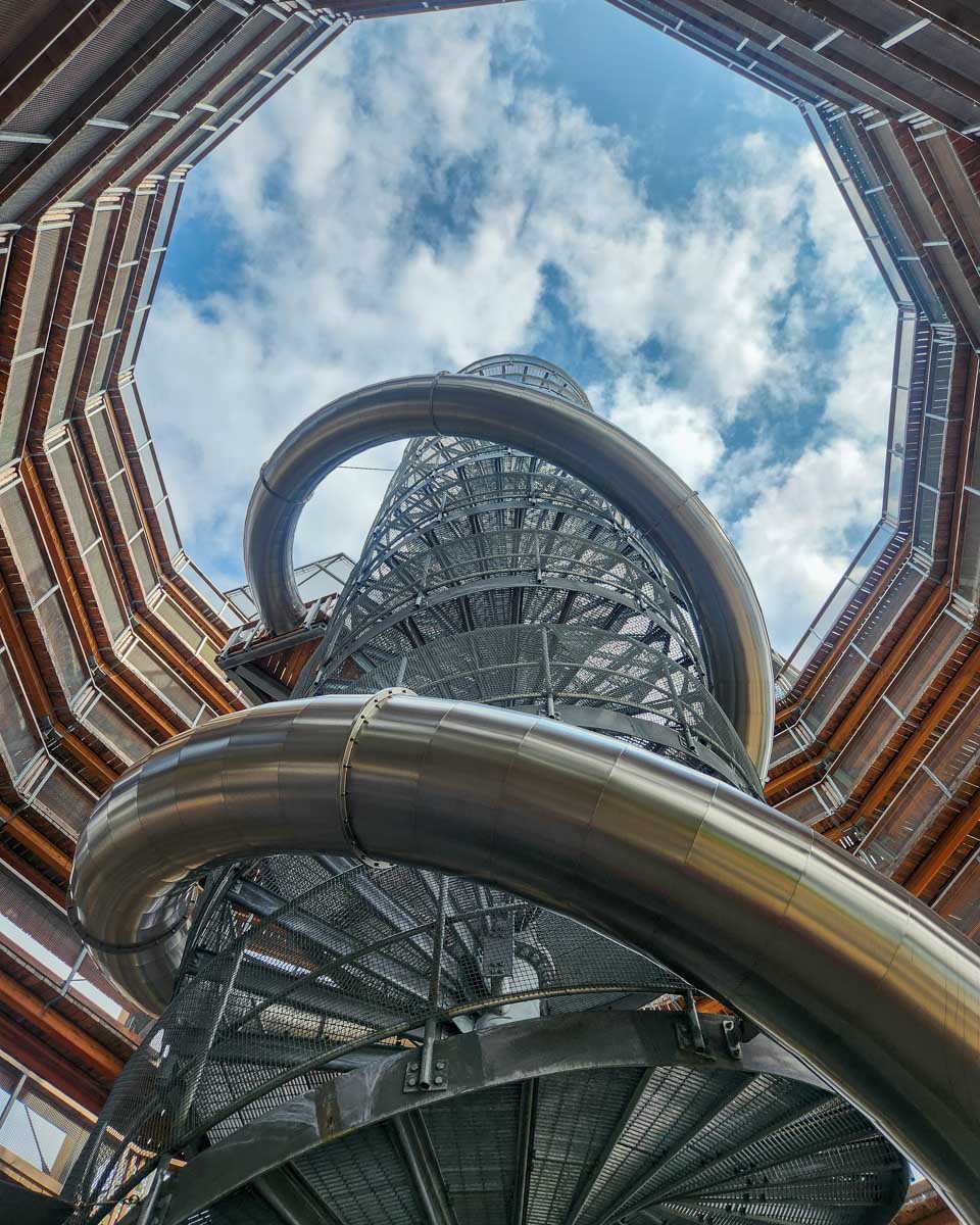 The slide and viewpoint structure at Malahat Skywalk on Vancouver Island