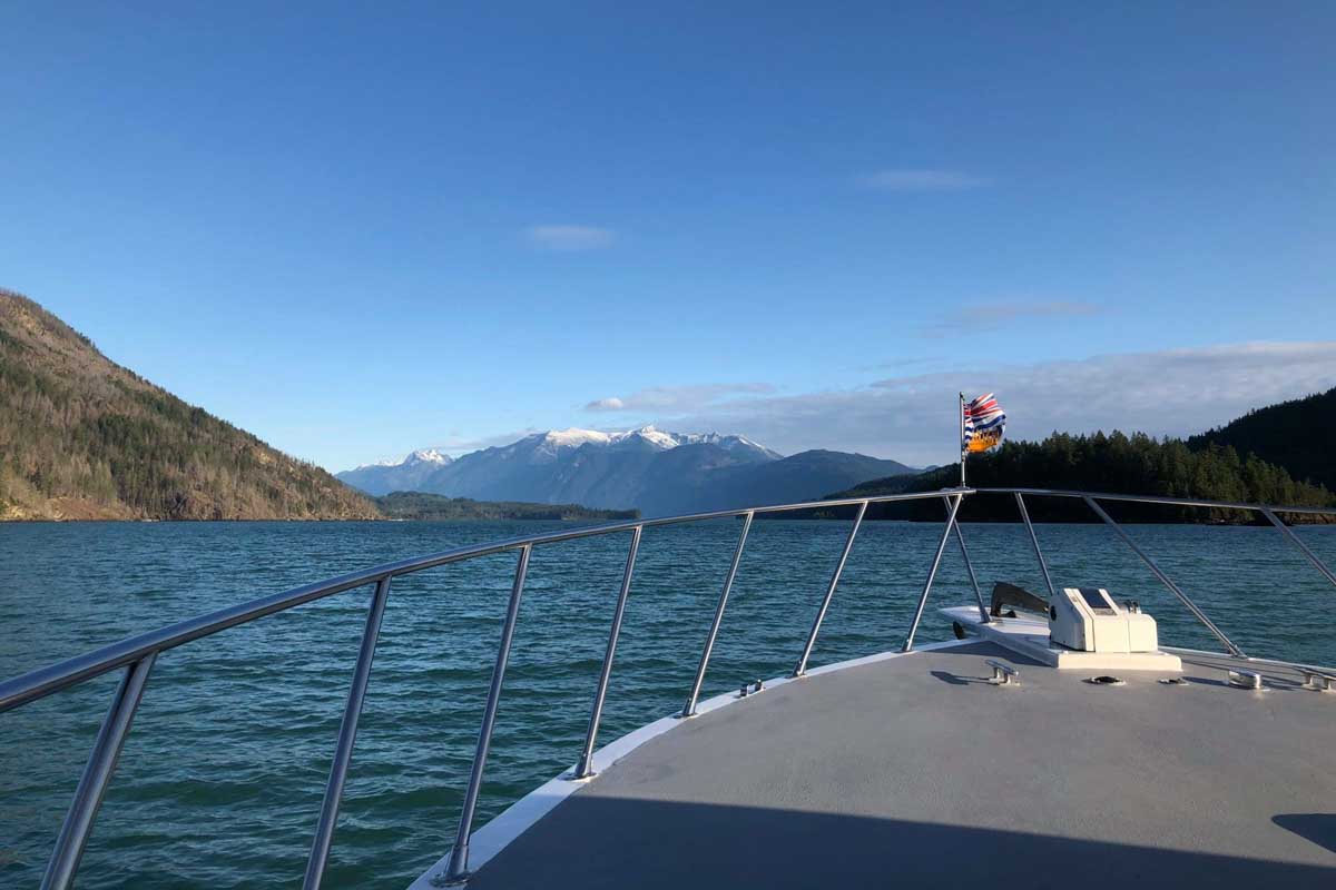 The view out the front of the boat with Shoreline Tours in Harrison hot Springs