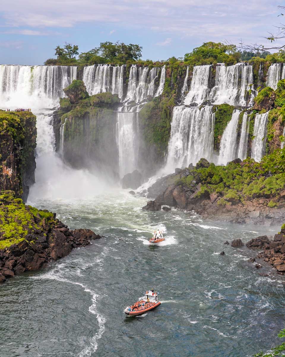 Two tour boats at Iguazu Falls