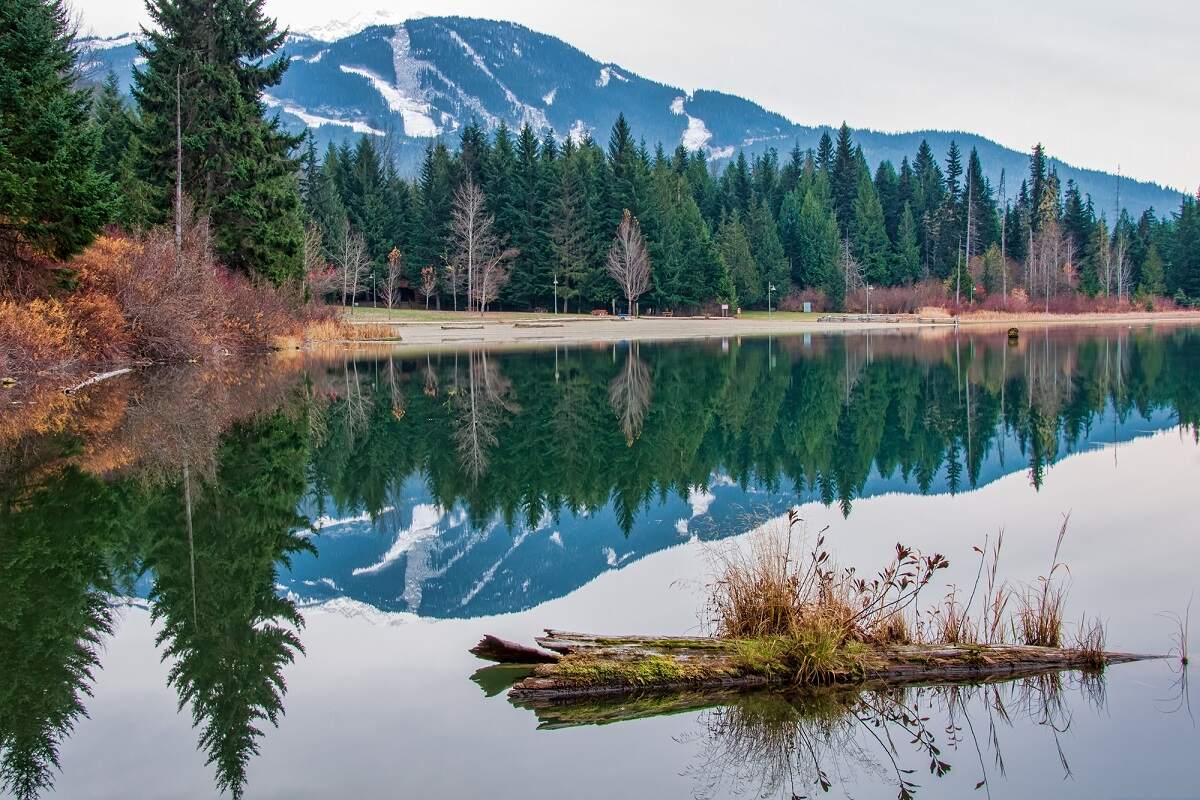 reflection lake photo at one of the beaches in Whistler