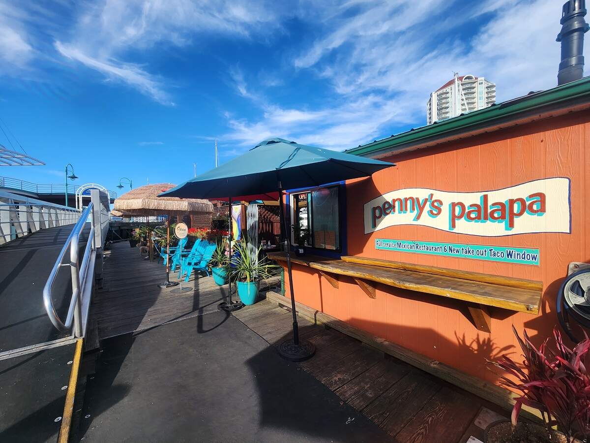 vie of Penny's Palapa restaurant in Nanaimp locaked on the dock