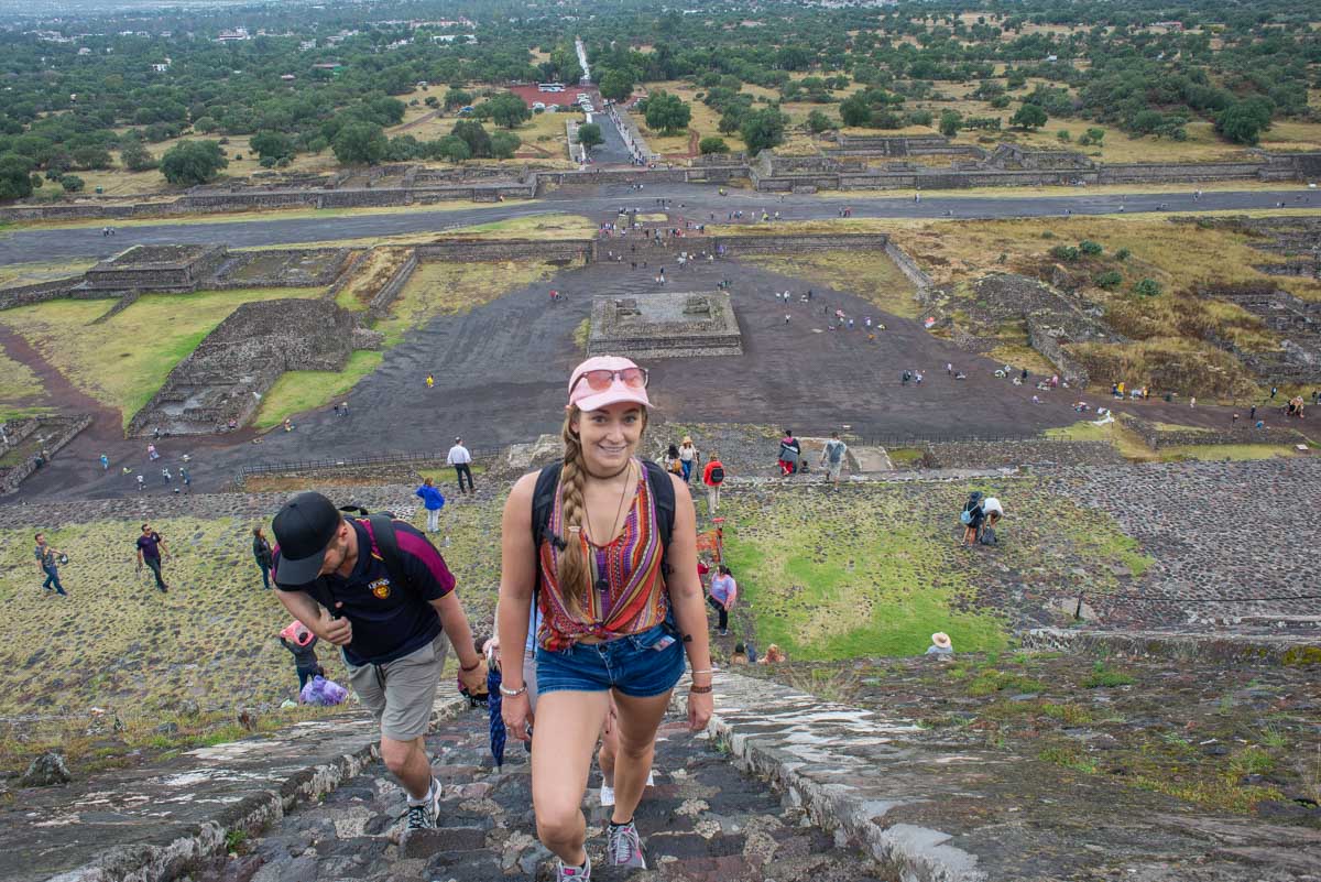 bailey climbs Teotihuacan in Mexico