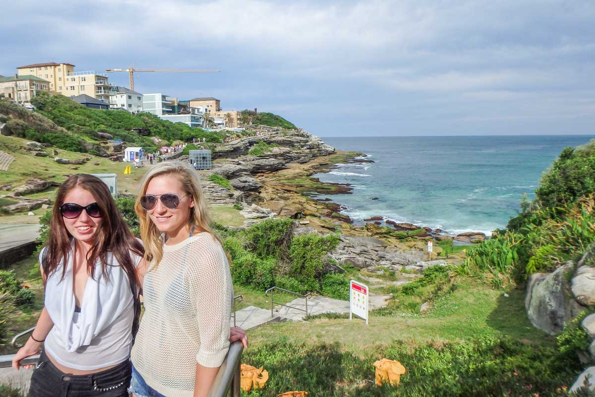 Bailey and her friend on the Bondi to Coogee walk in Sydney Australia