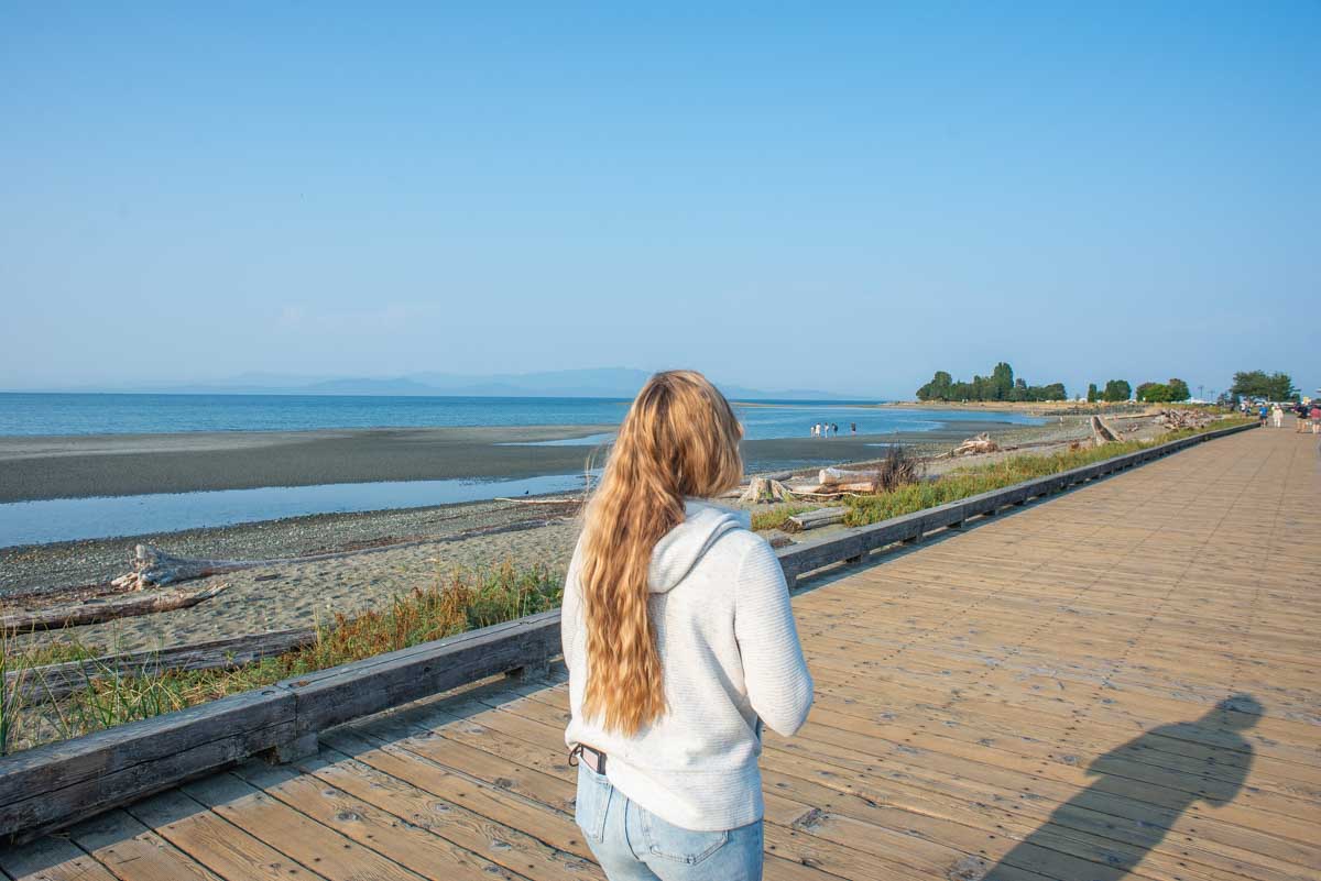 Bailey enjoys sunset on the waterfront in Parksville