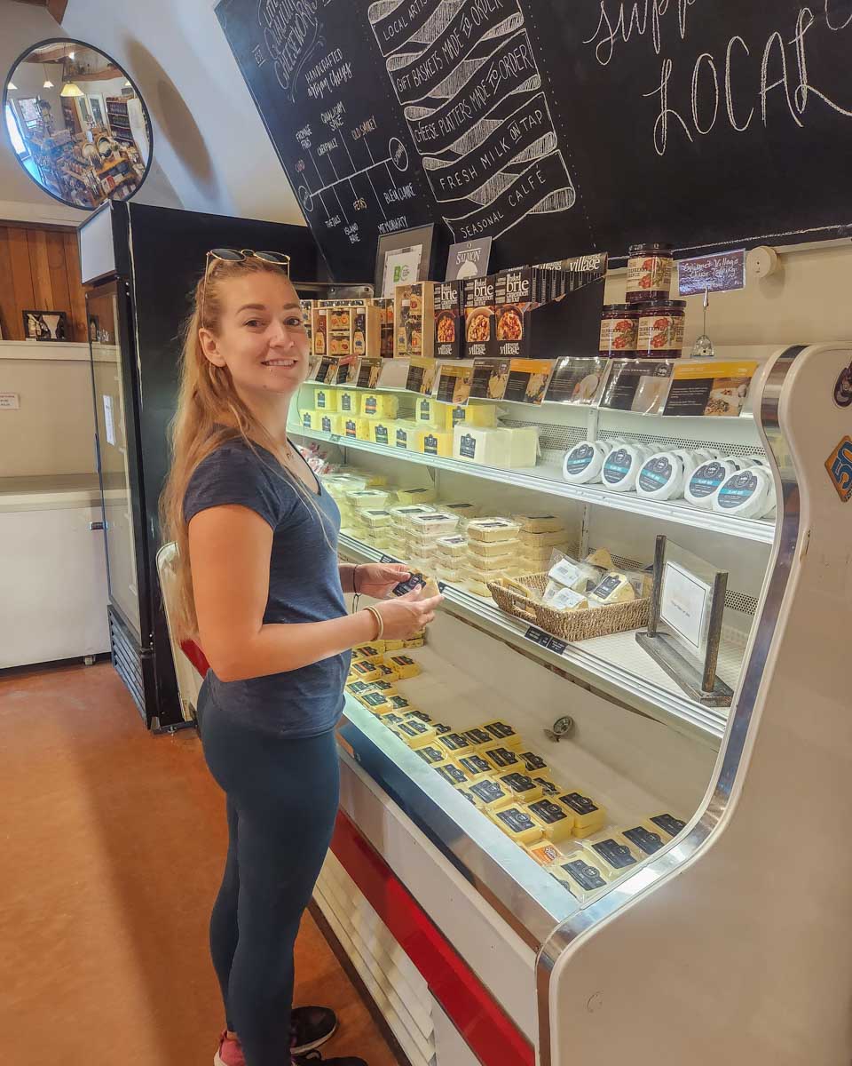 Bailey shops at Little Qualicum Cheeseworks 