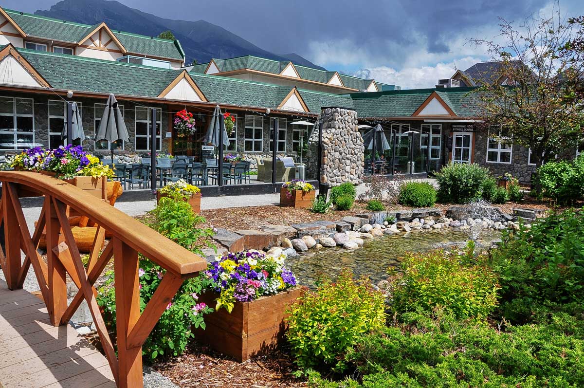 the garden at Coast Canmore Hotel