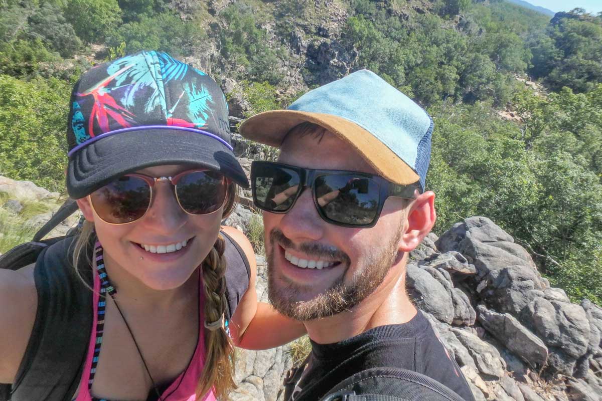 Daniel and Bailey pose for a selfie in Kakadu National Park