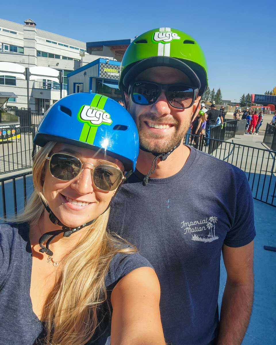 Daniel and Bailey take a selfie at the Luge in Calgary